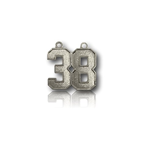 Number 38 Silver Plated Jersey Style Sports Necklace Charm Pendant (0.8