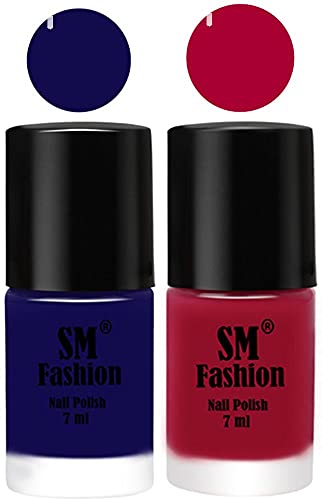 Image of Long Lasting Nail Polish | Nail Paint Combo 7 ml Each) - Set of 2 Dark Blue-Dark Magenta
