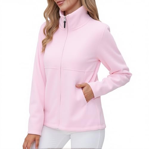 HBER Women's Polar Fleece Jacket Autumn Winter Casual Full Zip Lightweight Long Sleeve Coat with Pockets