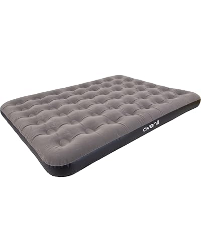 AVENLI Colchón hinchable para camping para 2 personas, 203 x 152 x 22 cm, colchón hinchable para invitados, superficie de descanso suave con superficie flocada, cama de viaje para camping y hogar