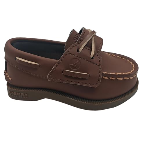 Sperry Toddler Authentic Original Boat Shoe with Hook & Loop Closure - Chocolate Leather, Size 62