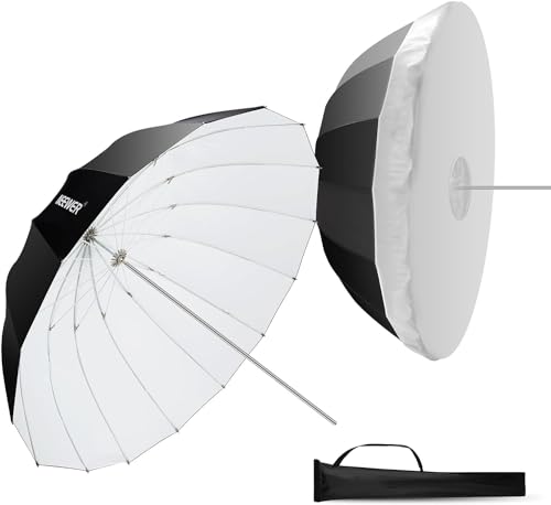 NEEWER 165cm Parabolique Réfléchissant Parapluie Photographie avec Intérieur Blanc,Éclairage Doux avec Couvercle Diffuseur, Sac,Pliage Rapide pour Caméra Studio Vidéo Prise de Vue Monolight Flash,NS3U