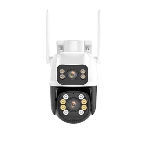 Cámara de Seguridad, Cámara IP de Doble Lente 4K 8MP cámara PTZ de Pantalla Dual al Aire Libre 1080P HD Seguimiento automático protección de Seguridad vigilancia P2P(8MP NO Card)