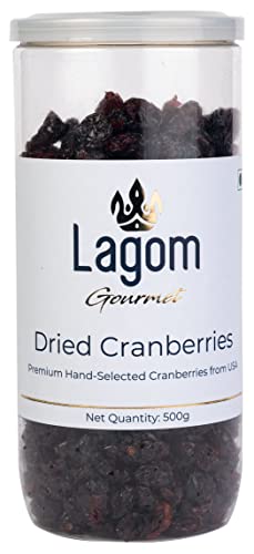 Lagom Dried Whole Cranberries 500g | USA Cranberries by Ocean Spray | Sweetened, Soft & Tangy | Ideal for Snacking, Baking & Cereals