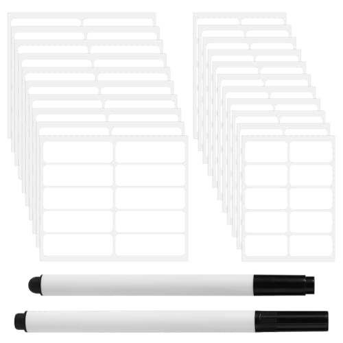 BOXOB 300uds Etiquetas de Ropa, Sin Planchar Impermeables y Autoadhesivas con 2 Marcadores Lavables para Uniformes Escolares Calcetines Sábanas y Bolsas.