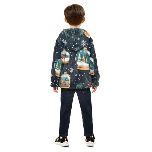 Christmas Balls Girls Fleece Jacket Girls Fall Jacket Girls Zip Up Hoodie Girls Sherpa Jacket 2-10T4