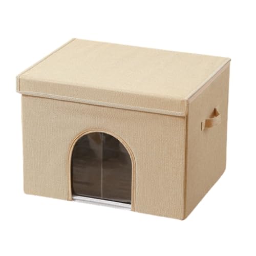 SearEase ペット冷却ハウス 夏用 ひんやり冷感 猫ハウス 犬小屋 8kg以内中・小型犬用 ペットひんやりマット 360°全方位冷却 熱中症・暑さ対策 接触涼感 耐用性 防水 折り畳める 冷えマット 繰り返し利用可能 屋外、屋内用 (ベージュ)