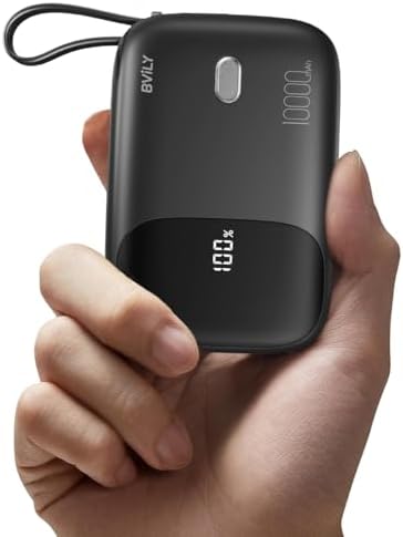 Carregador Portatil 10000mAh Power Bank com Cabo Integrado, Carre...