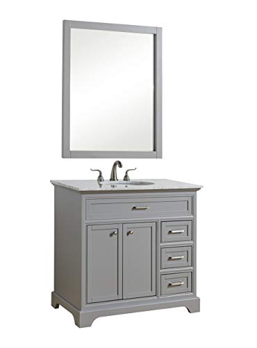 "36" Inch Elegant Light Grey Single Bathroom Vanity Set - Perfect for Home Decor