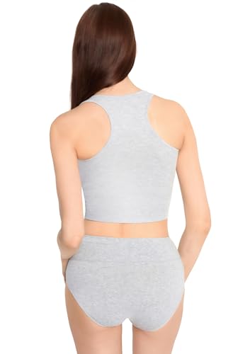 MARILYN Damski tank top podkoszulek bawełna okrągły dekolt topy bez rękawów Basic Melange, L, Melanż, L