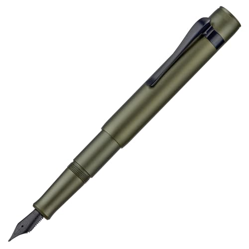 Image of Hongdian M2 Black Forest Mini Fountain Pen, Long Blade Nib & Sleek Shape Aluminium Short Pocket Travel Pen (Army Green)