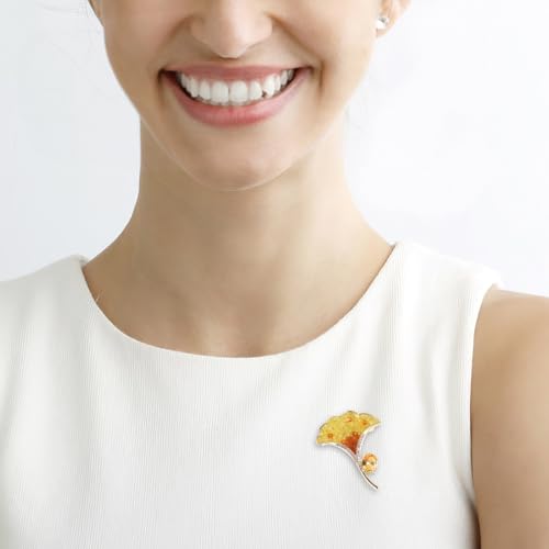 Broche de ginkgo ideal para regalo de mujer con caja de joyería 5