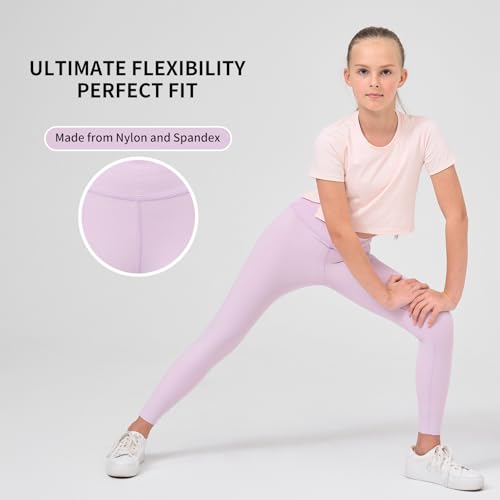 Girls Leggings 2 PCS Toddlers' Running Tights Kids High Waist Pants4