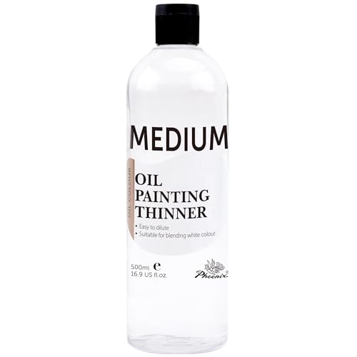 PHOENIX Oil Paint Thinner - 16.9 Fl Oz./ 500ml Oil Brush Cleaner, Odorless Painting Diluent, Mineral Spirits Refined Solvent, Painting Medium for Artists