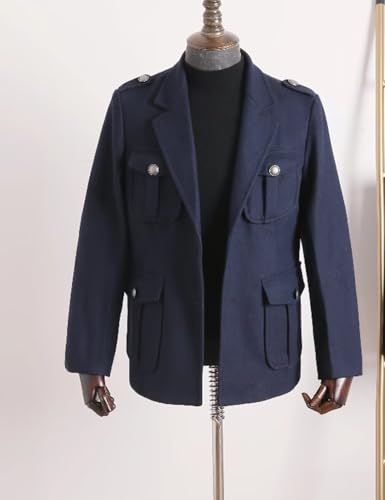 Men's Wool Blend Blazer Jacket Classic Notch Lapel Winter Hunting Style Four Pockets Casual Formal2