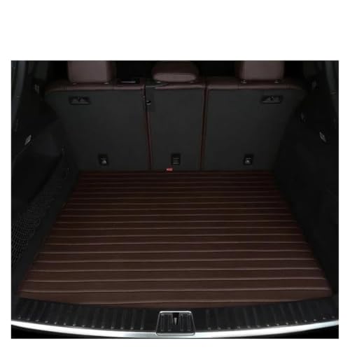 Tapis de coffre pour Tesla en cuir artificiel à rayures marron café pour protection arrière