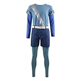 Men Pietro Maximoff Costume Cosplay Suit Blue Flash Shirt Pullover Top Pants Shorts Adult Halloween Outfits (Small,Blue)