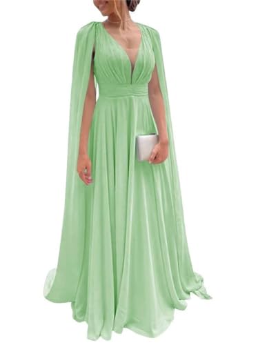 Vestidos largos de dama de honor para boda de gasa, vestidos de invitada de boda para mujer, vestidos de línea A formales de fiesta de noche, verde oscuro, 40