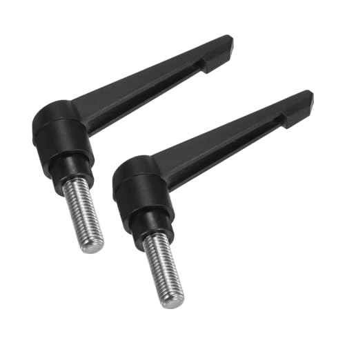 Image of uxcell 2pcs Clamping Lever Handles, M10 x 28mm 304 Stainless Steel Threaded Male Stud, Adjustable Handles Locking Quick Release Ratchet Push Button Bolt Knobs, Black