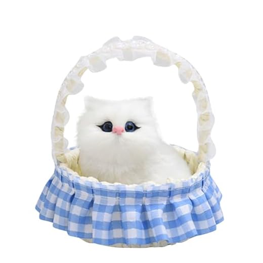 Cute Toy Cat in Lace with Meow Sounds Adorable Sleeping Kitty Doll Soft Stuffed Animal for Kids Boys Girls (White, One Size)