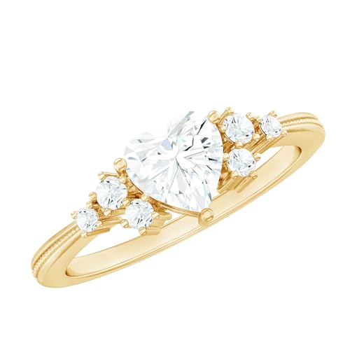 Certified Lab Grown Diamond 6mm Heart Engagement Ring, Ef-Vs Quality, Diamond Designer Ring For Women - With Jewelry Box
