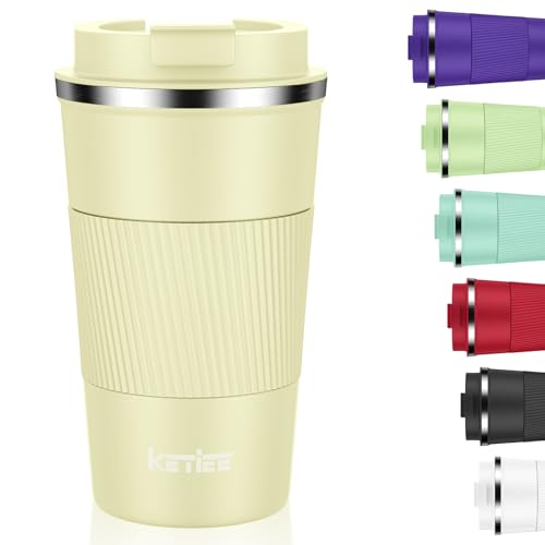 KETIEE 12oz Coffee Mug: Vacuum Insulated Coffee Cup with Leakproof Lid, Travel Coffee Mug Stainless Steel Double Walled Reusable Coffee Cup for Hot and Cold Water Coffee G1--Mint Green