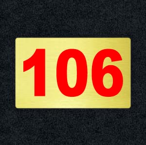Number Plate 106 Room, Hotel, Hospital, Lodge,Apartment, Flat,Door No,College, Library, Rack Numbers Warehouse, Gold Acrylic Background with Red Letter with PVC Waterproof Sticker (B0B2WT1BMB) Amazon Price History, Amazon Price Tracker