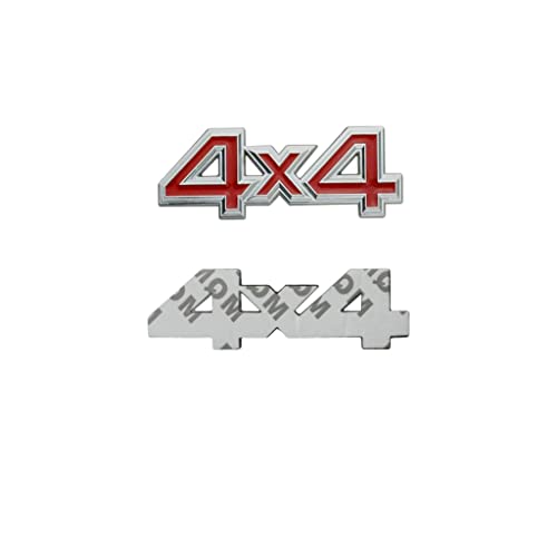 Image of 2 Pcs 3D 4X4 Emblem Badge car NameplateSide Fender Rear Trunk Compatible with 1500 2500 3500 Off-Road Vehicle /SUV /Pickup (Silver red)