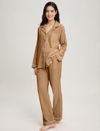 Image of Womens Muslin Pajama Set 100% Cotton Double Gauze Linen Like