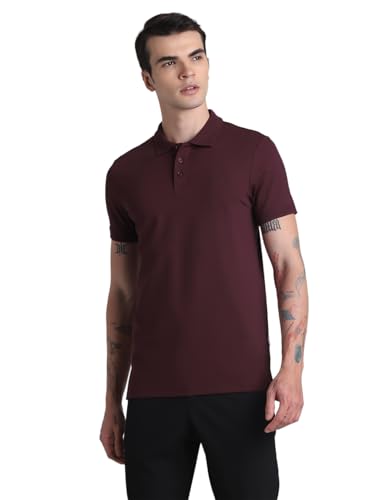 Image of JACK & JONES Men's Cotton Solid Slim Fit Polo T-Shirt