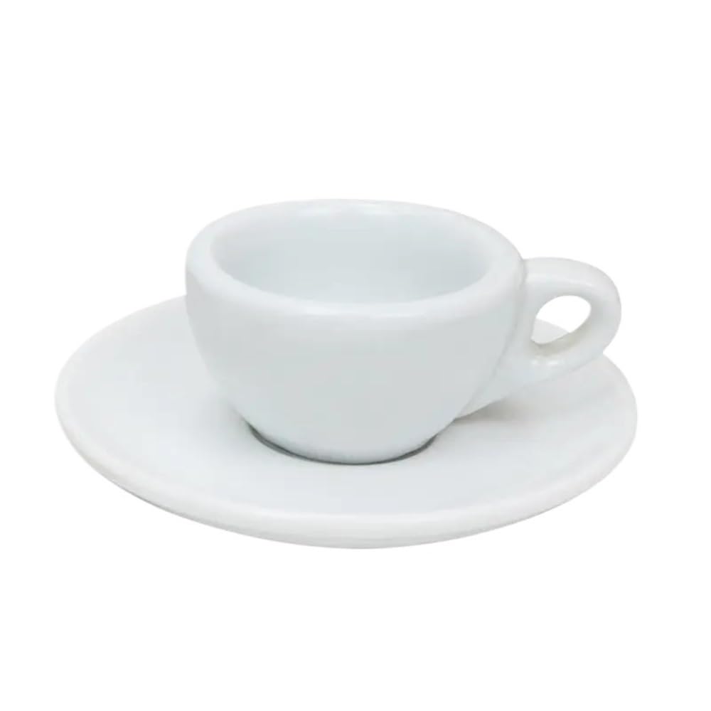 Tazas de café grandes de cerámica, Juego de 3 tazas café porcelana, taza espresso y platillo, color blanco, 50 ml