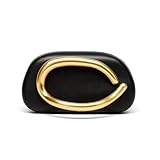 dassymia Clutch Purses for Women PU Leather Evening Handbags for Wedding Party Crossbody Shoulder Bag Trendy, Leather Black