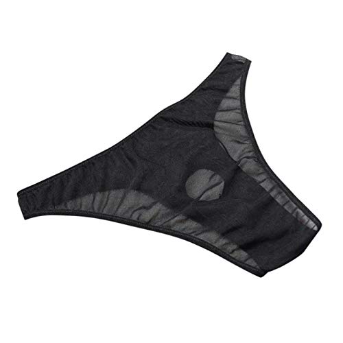 MILAX Unterhosen Herren Slip Sexy Dessous mit Löchern Weiche Durchsichtige Sexy Spitze G-String Autmungsaktiv und Bequemes Retroshorts mit Penisloch