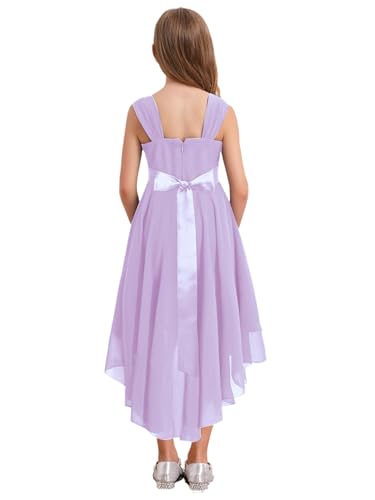 YiZYiF Kids Flower Girl Wedding Dress Beaded High Low Teens Junior Bridesmaid Party A Line Summer Dress4