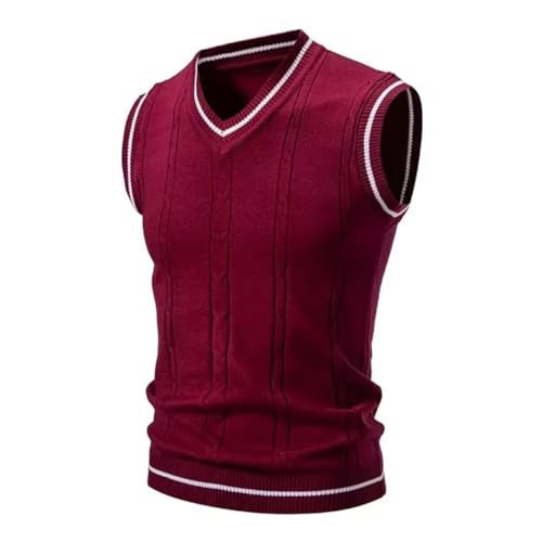 Men's Autumn and Winter Warm Sweater Vest Fashionable Casual College Style Knitted Sweater Tank4