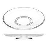 SUPVOX 2pcs Glass Saucers 12cm Round Small Plates for Tea Coffee Snacks Appetizers Serving