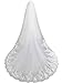 AMAJIERUIZE Womens Wedding Bridal Veil 1 Tier Cathedral Sequin Lace White With Metal Comb (Ivory)