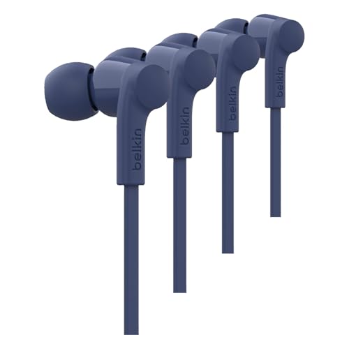 Image of Belkin SoundForm Wired Earbuds with USB-C Connector,in-Ear Earphones w /Microphone-USB-C Headphones for iPhone 17, iPhone 16, iPad mini, Galaxy S26, Google Pixel 10, Android, & More-Blue (Pack of 4)