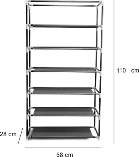 Image of CMerchants Collapsible Wardrobe 6 Shelves Storage Clothes Storage Rack Quick Wardrobe /Cabinet /Multipurpose Storage Rack, Foldable, Collapsible Fabric Organizer for Home Office (Green, 6 Tier)