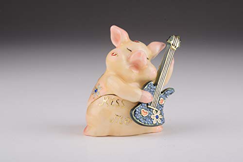 Keren Kopal Pig Playing Guitar Trinket Box Decorated With Swarovski Crystals Unique Handmade Gift P1903 #TOP3