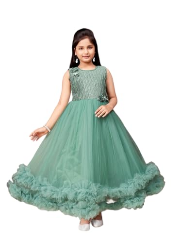 Robe en maille fille vert Aarika vêtement perles élégant enfant