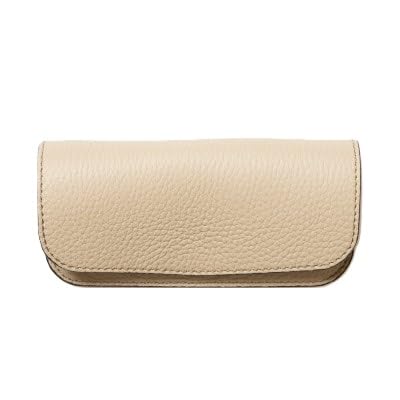 たつの市産牛革 パステルベージュのメガネケース シュリンク型押し×スムースレザー HEDGE