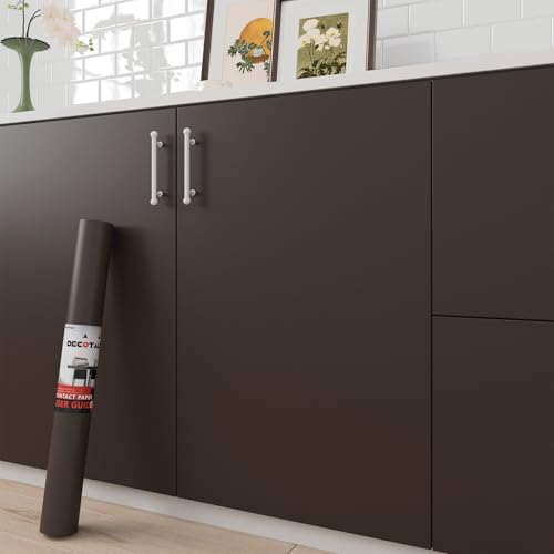Decotalk Brown Wallpaper Stick and Peel Brown Contact Paper 12" x200” Solid Color Wallpaper for Bedroom Decorative Dark Brown Contact Paper for Cabinets and Drawers Removable Vinyl Wrap