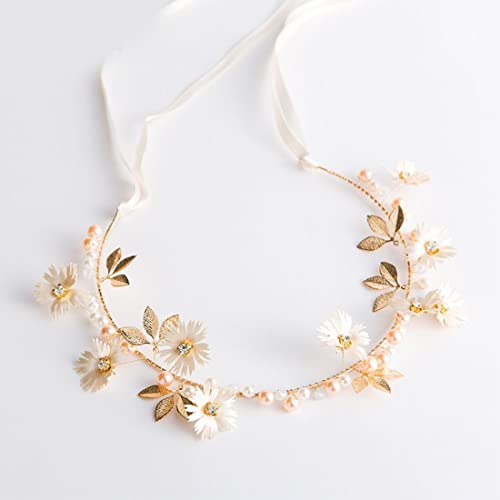 1 Stück Daisy Corolla Stirnband Hochzeit Haarschmuck Gold Kristall Perle Band Band Hochzeit Haarschmuck Cover