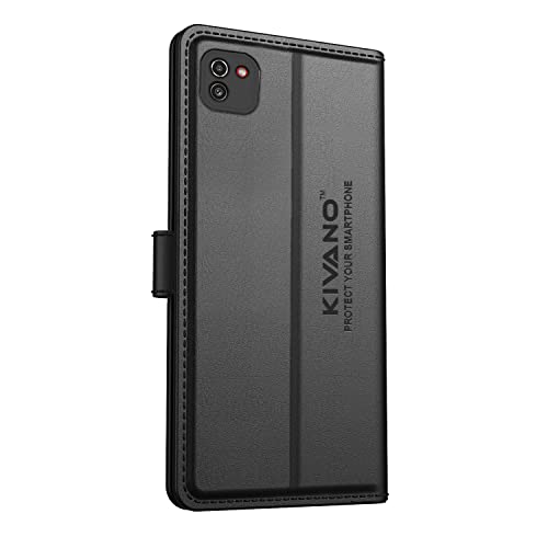 Image of KIVANO Compatible with Samsung Galaxy A03 Flip Cover | Leather Finish | Inside Pockets & Inbuilt Stand | Shockproof Wallet Style Magnetic Closure Back Cover Case