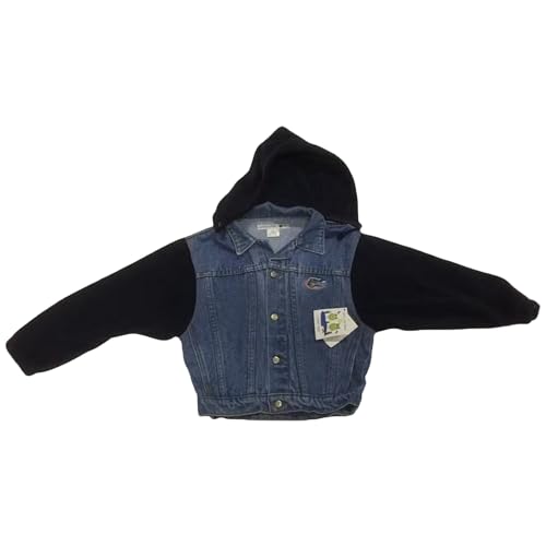 Florida Gators Kids Denim Jacket, Black Fleece Sleeves, Removable Hood