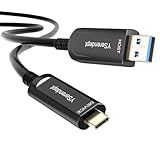 YSerendept Fiber Optic USB C Cable 50ft,USB 3.2 Gen2 10Gbps Active Optical Long Distance USB A to Type C Cord for 4K Cameras,Webcams,Hubs,HDDs,VR/AR, Projectors & Medical Systems,Black