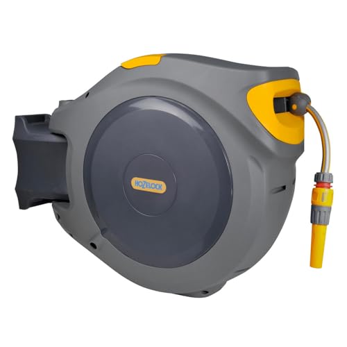 HOZELOCK - Auto Reel Wall-mounted 40m: Easy to Install, Child-lock, Auto-rewind, Ready-to-use with Nozzle, Fittings, Hozelock Hose and Accessories Included 5 Year Guarantee* [2595R8000]