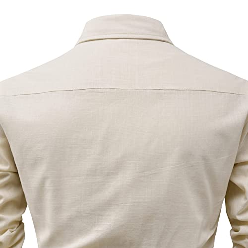 Image of Men's Full Sleeve Beige Color Cotton Blend Spread Slim Fit Shirt Style Kurta for Men and Boys