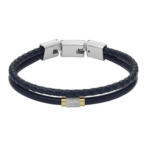 Fossil Men's Navy Leather Multi-Strand Bracelet Cover